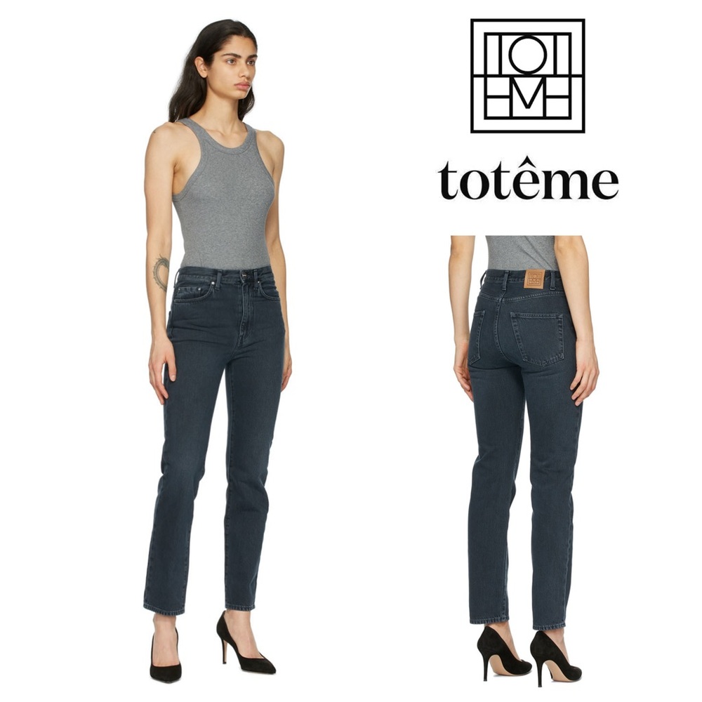 NWT TOTEME Straight Fit High Rise Regular Length Jeans in Vintage Black